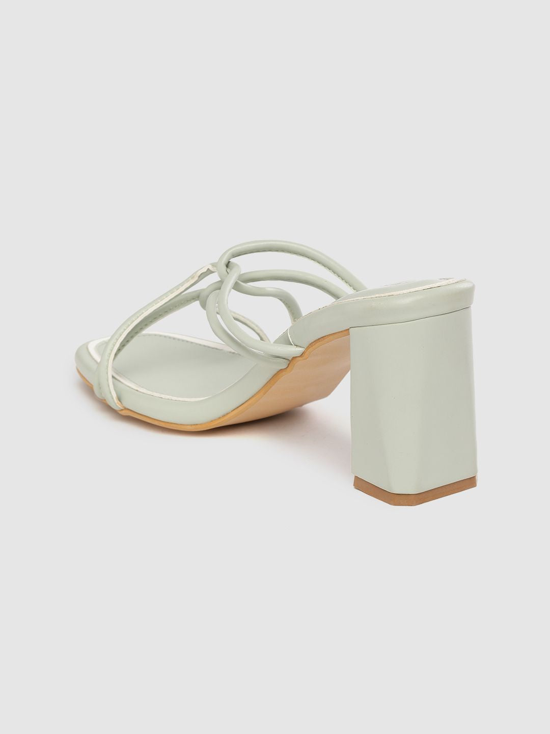 DressBerry Sea Green Solid Block Heels