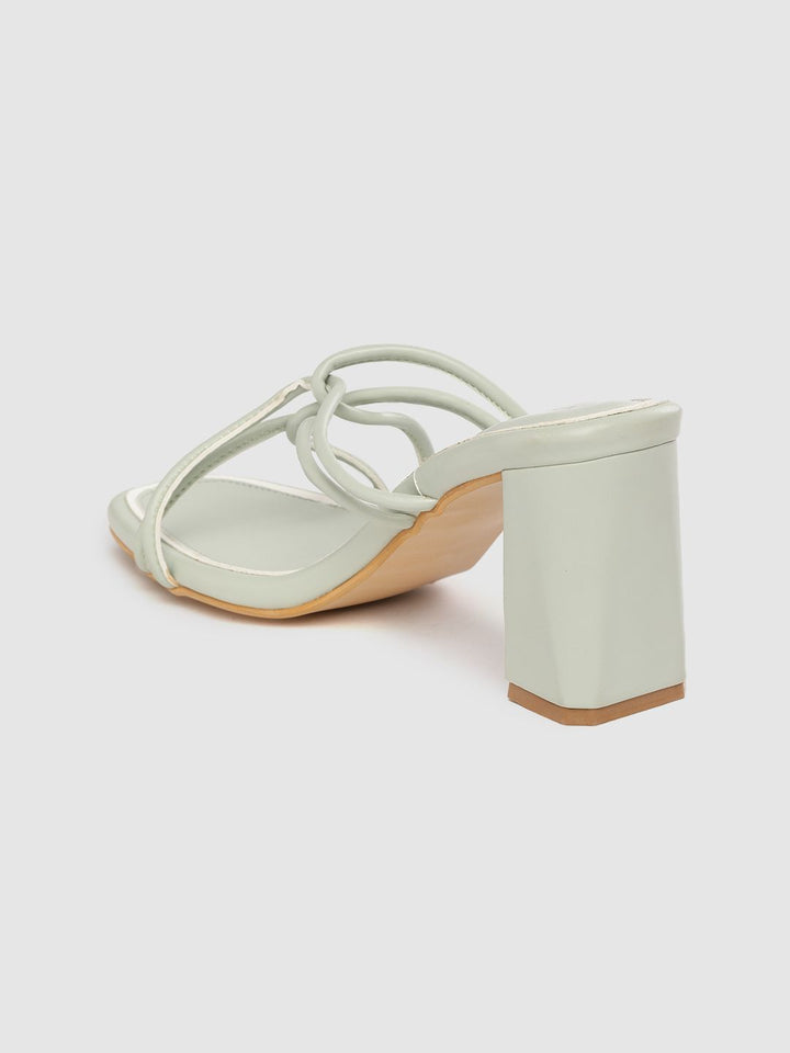 DressBerry Sea Green Solid Block Heels