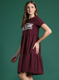 DressBerry Typography Printed Tiered A-Line Dress