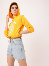 DressBerry Sporty Vibe Printed Relaxed Fit Cotton Terry Hooded Sweatshirt