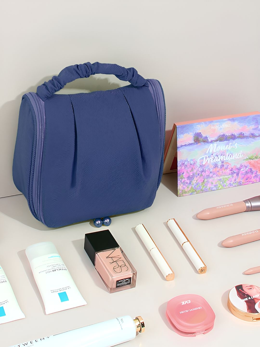 Cortina Navy Blue Water Resistant Makeup Organiser