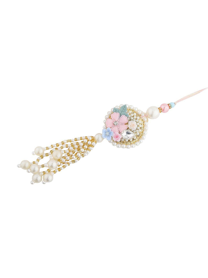 Voylla Timeless Designer Floral Beaded Bhaiya Bhabhi Rakhi