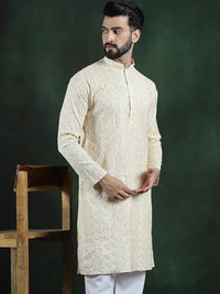SOJANYA LUXE Floral Embroidered Thread Work Cotton Silk Straigth Kurta