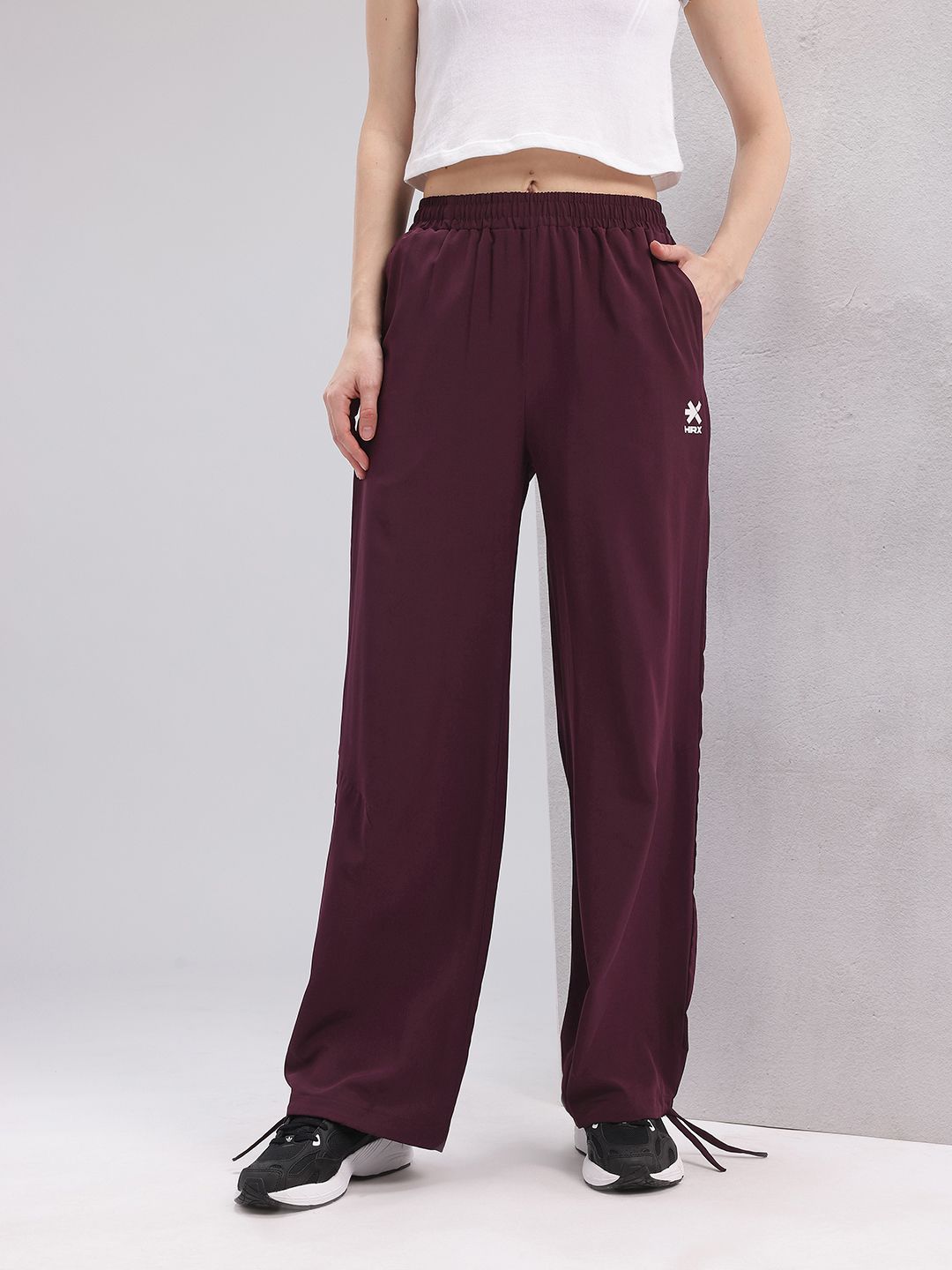 HRX by Hrithik Roshan Women Flared Lifestyle Track Pants with Toggle Hem