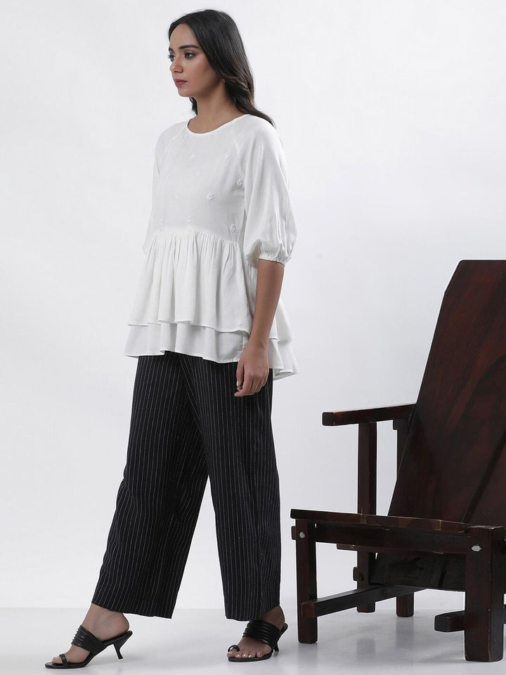 W Women Striped High-Rise Straight Fit Parallel Trouser