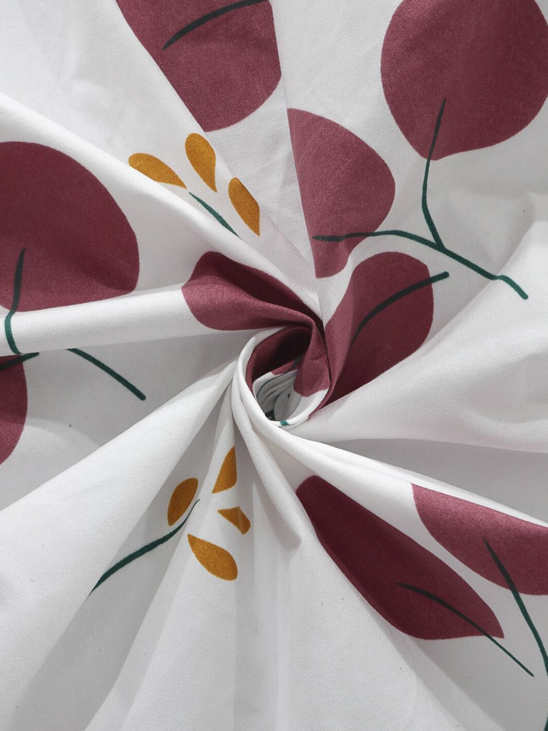 KLOTTHE White Floral Cotton 300 TC Fitted King Superfine Bedsheet dengan 2 Sarung Bantal-98 x 89 inci