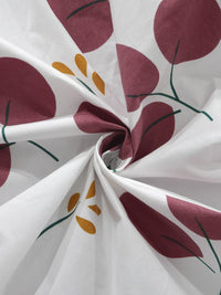 KLOTTHE White Floral Cotton 300 TC Fitted King Superfine Bedsheet dengan 2 Sarung Bantal-98 x 89 inci