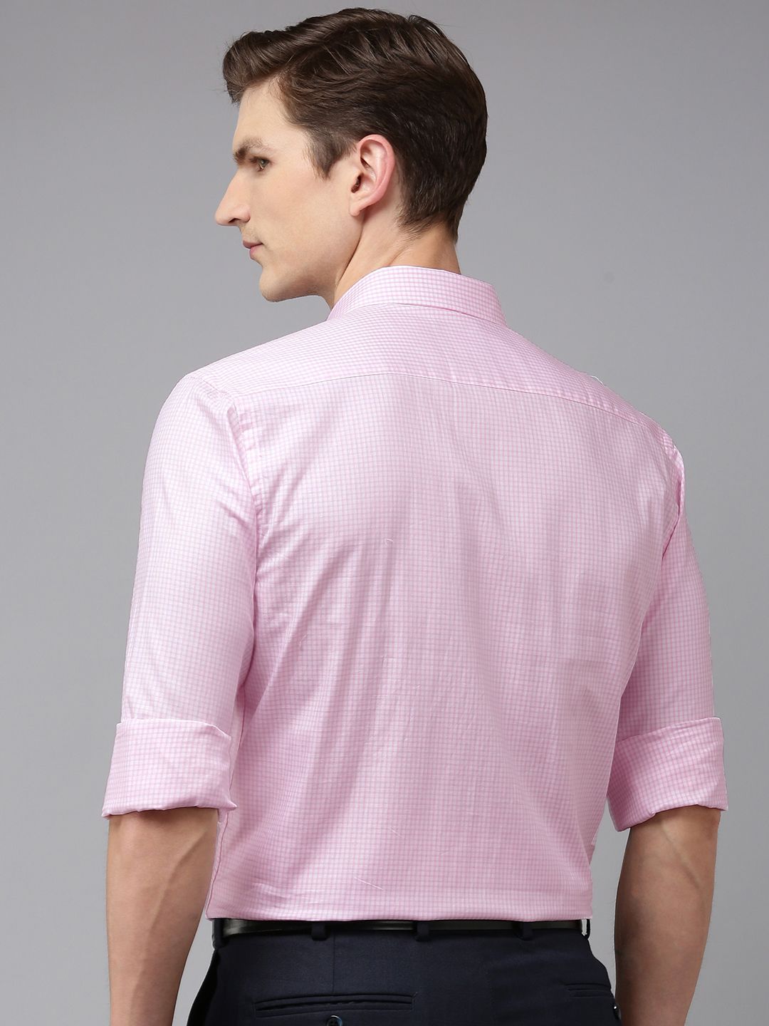 Park Avenue Slim Fit Grid Tattersall Checked Pure Cotton Formal Shirt