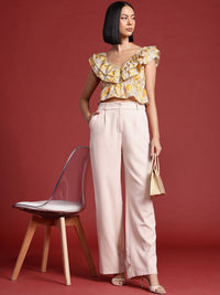 all about you Floral Print Flutter Sleeve Ruffled Top