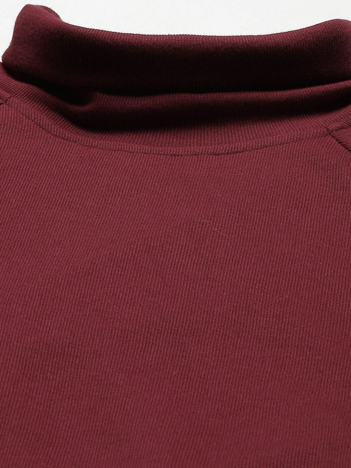 SASSAFRAS Maroon Ribbed Regular Winter Top