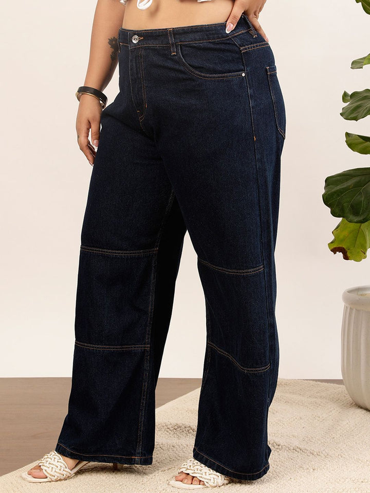 CURVY STREET jean Women Clean Look Pure Cotton Wide Leg Jeans