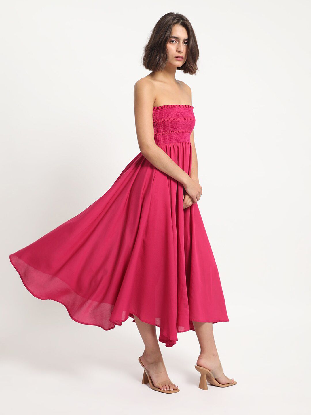 RAREISM Off-Shoulder Smocked Tube Dress
