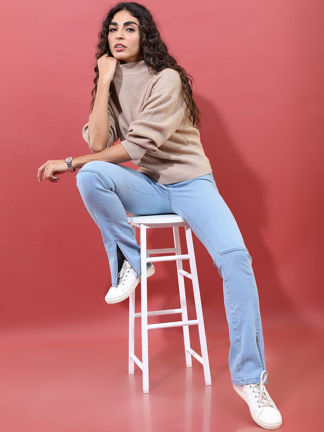 Tokyo Talkies Women Nude-Coloured Pullover