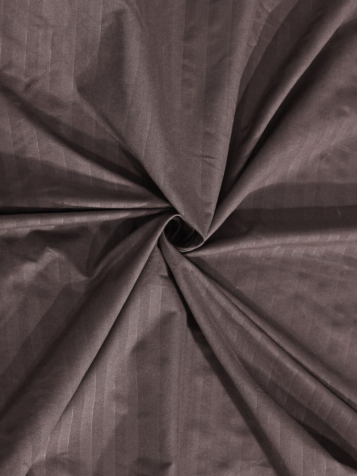 KLOTTHE Brown Striped Cotton 300 TC Fitted Super King Fine Bedsheet with 2 Pillow Covers-270 x 270 cm