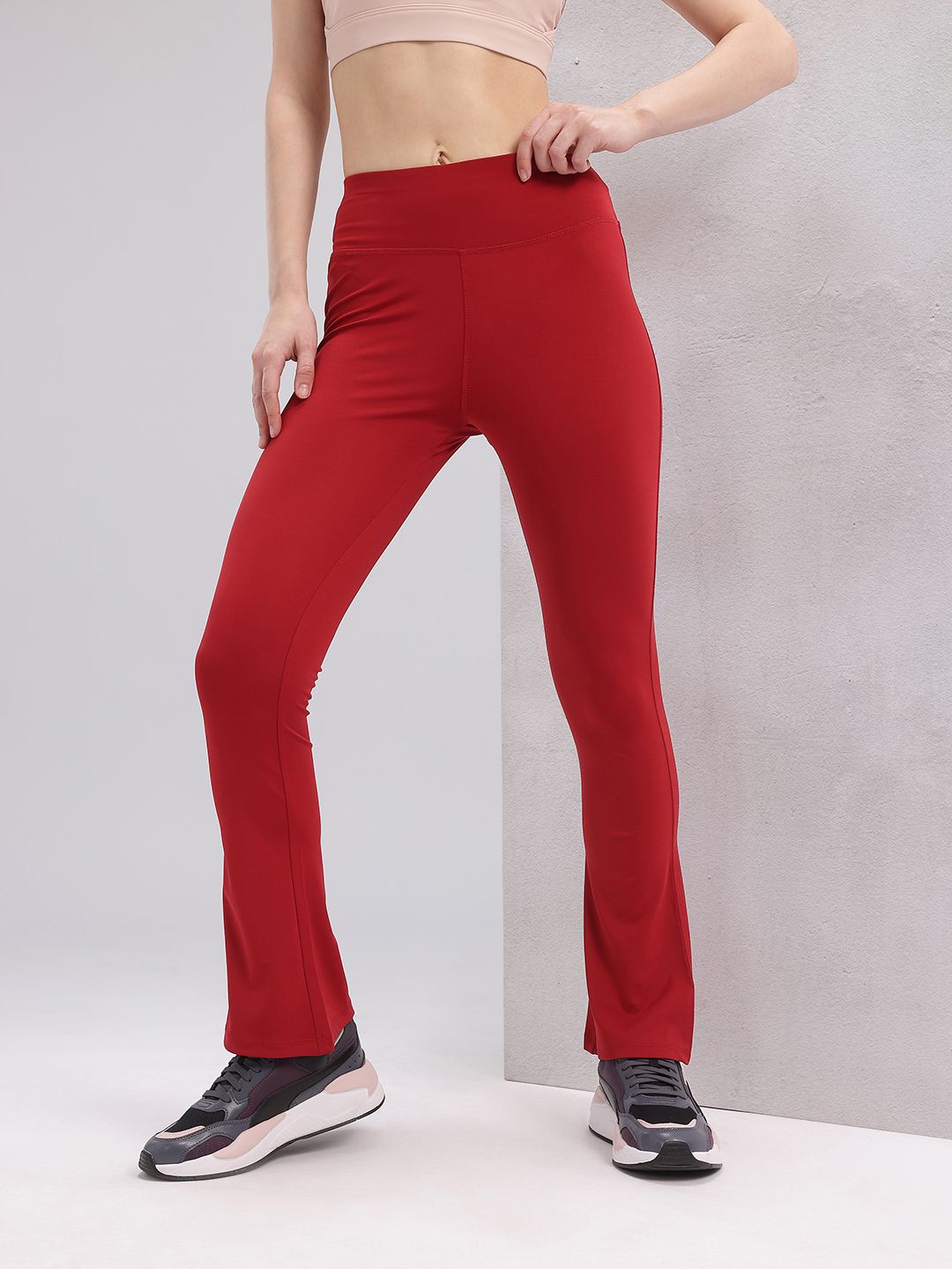 HRX by Hrithik Roshan Women Rapid-Dry Flared Training Tights with Reflective Details