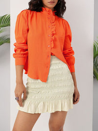 DressBerry Textured Seersucker Ruffles Shirt
