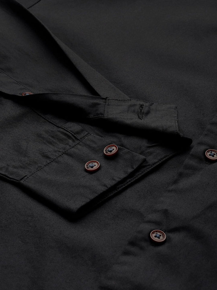 Mr Bowerbird Men Black Solid Tailored Fit Casual Shirt