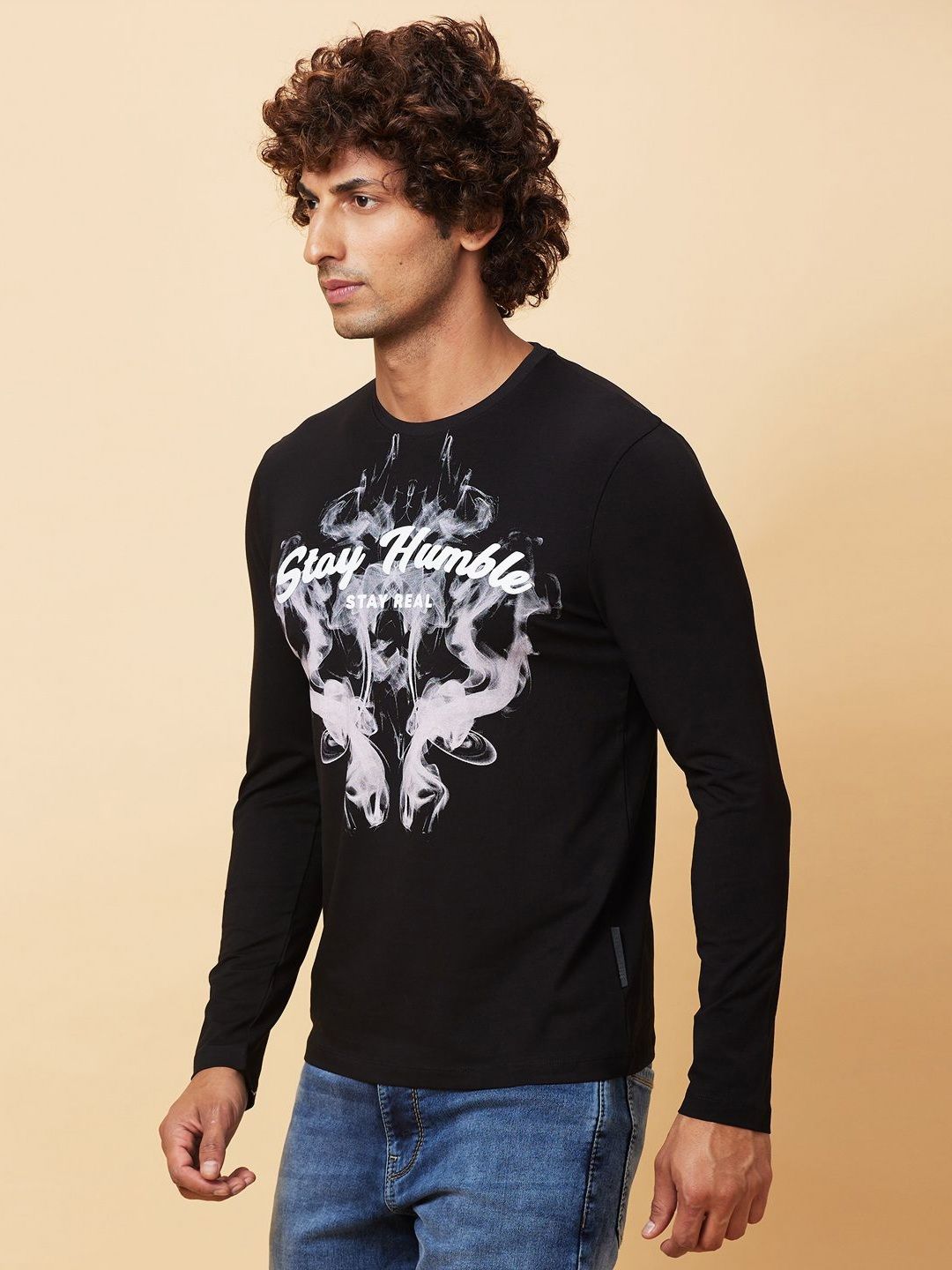 Being Human Men Typography Printed Henley Neck Raw Edge T-shirt