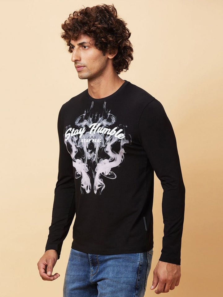 Being Human Men Typography Printed Henley Neck Raw Edge T-shirt