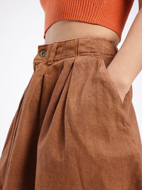 DressBerry Women Modern Chic Flared Frayed Hem A-line Pleated Denim Skirt