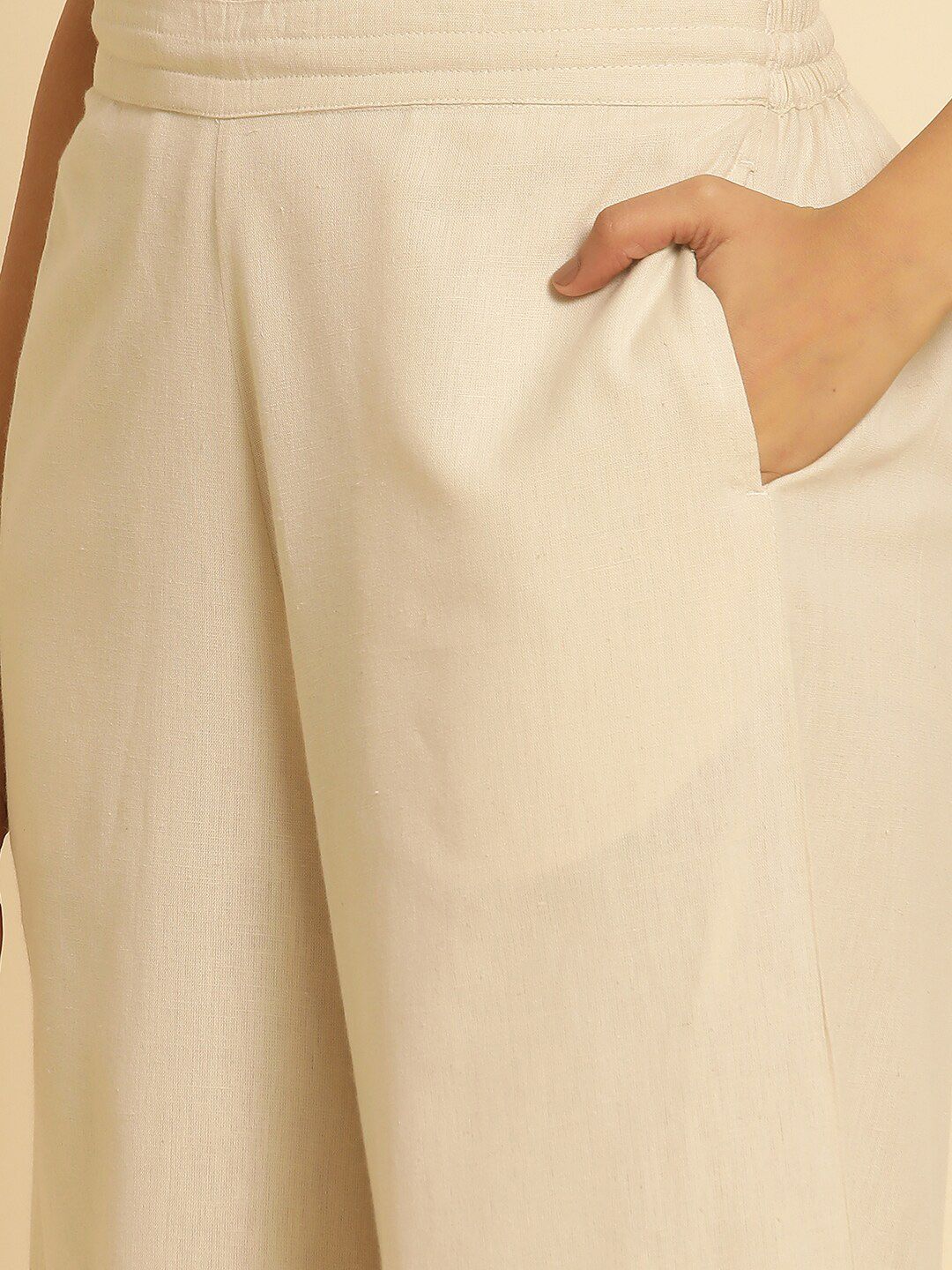 W Women Straight Fit Cropped Ethnic Culottes Trousers