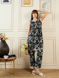 Indo Era Floral Printed Notch Neck Pure Cotton A-Line Kurta With Trouser