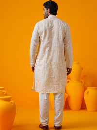 SOJANYA Ethnic Motifs Embroidered Mandarin Collar Thread Work Straight Kurtas
