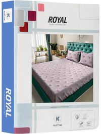 KLOTTHE Set Cadar King 400 TC Cotton Printed Pink & Purple 2.50 m x 2.25 m
