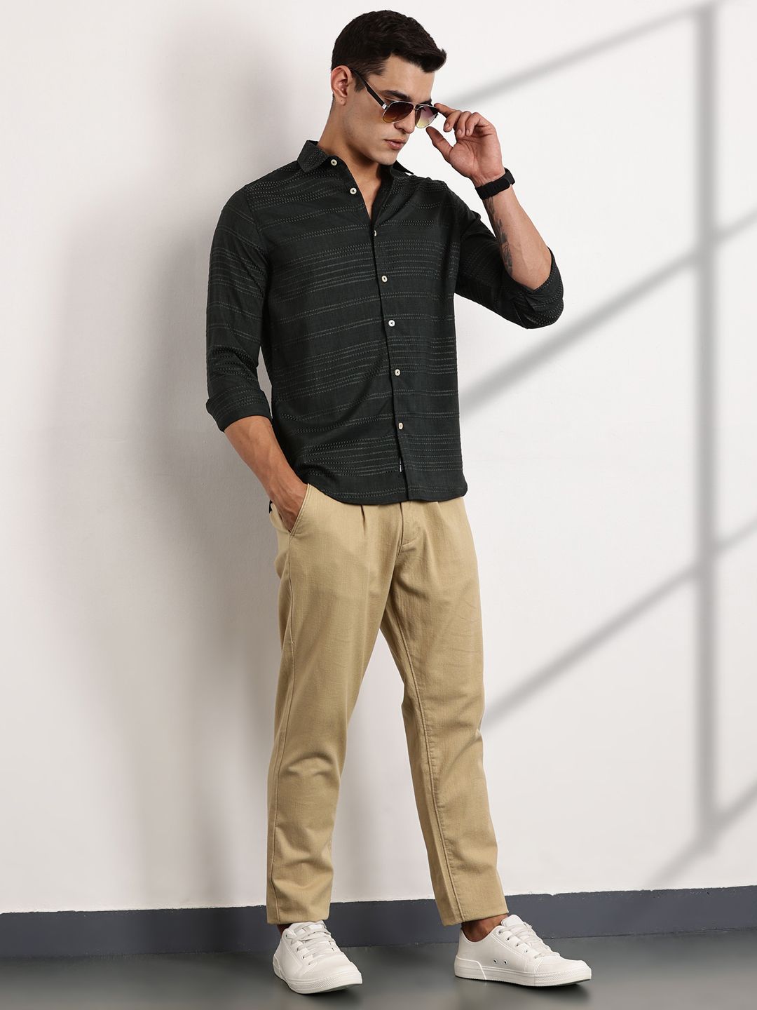 Thomas Scott Men Premium Slim Fit Opaque Casual Shirt