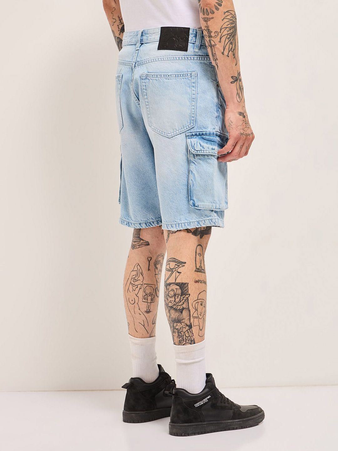 THE BEAR HOUSE Men Cotton Baggy Fit Denim Shorts