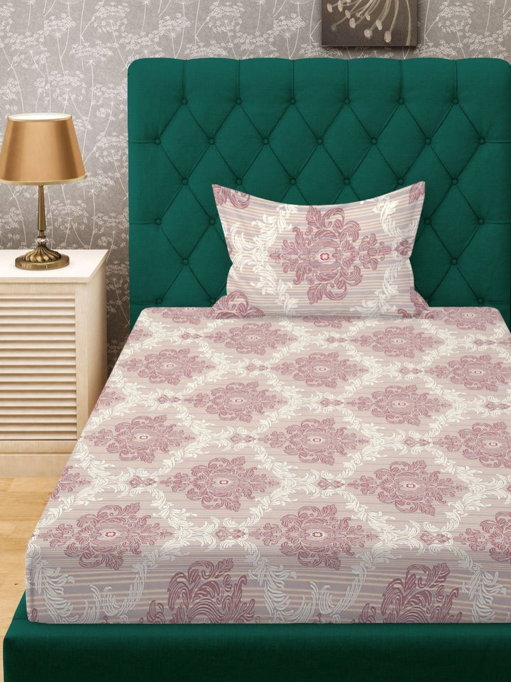 KLOTTHE Motif Etnik Kelabu Policotton 300 TC Dilengkapi Cadar Bujang Halus dengan Sarung Bantal-89 x 59 inci