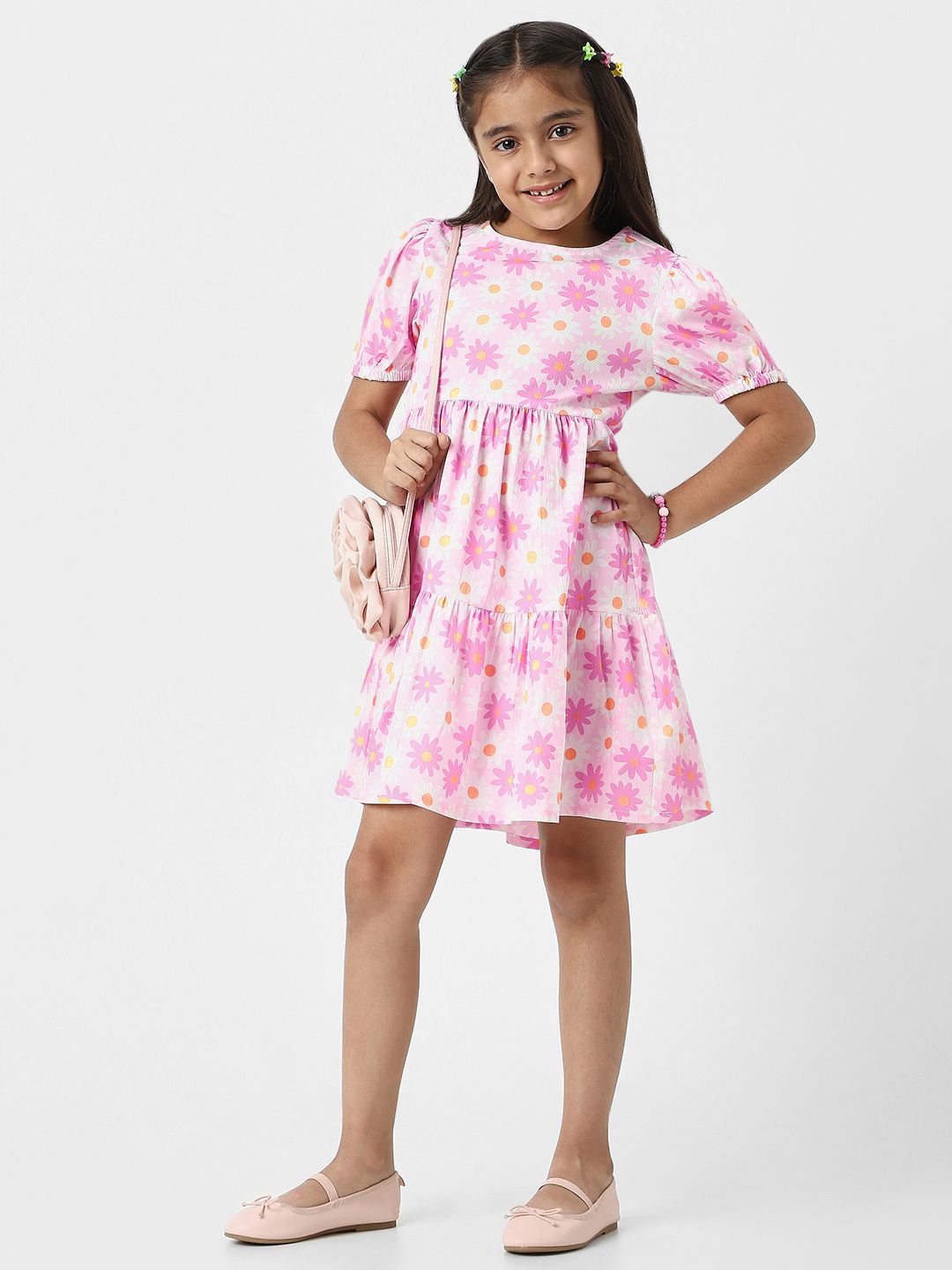 Nauti Nati Girls Nautinati Pink Floral Cotton Fit & Flare Dress