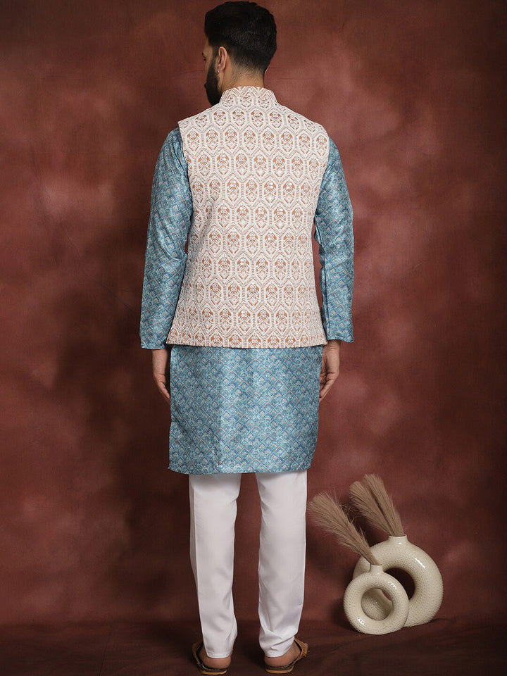 Anouk Geometric Printed Regular Thread Work Straight Kurta with Churidar