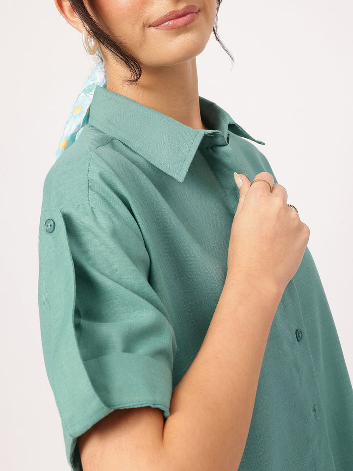 DressBerry Casual Roll Up Sleeves Oversized Shirt
