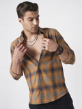 VASTRADO Men Classic Fit Spread Collar Checked Cotton Casual Shirt