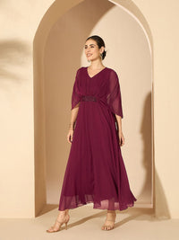 Antheaa Women Embellished Flared Sleeve Fit and Flare Dress