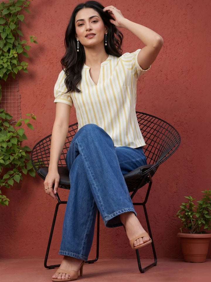 Mamicha Striped Puff Sleeve Top