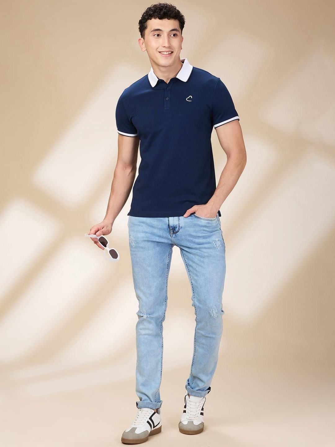Being Human Men Solid Polo Collar Cotton Slim Fit T-shirt