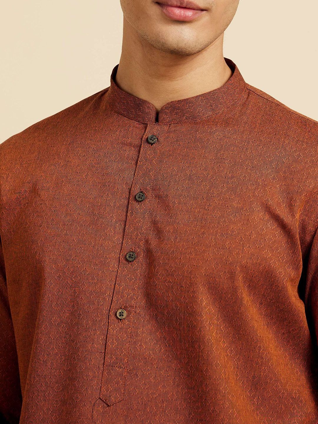 Diwas by Manyavar Woven Design Mandarin Collar Straight Kurta