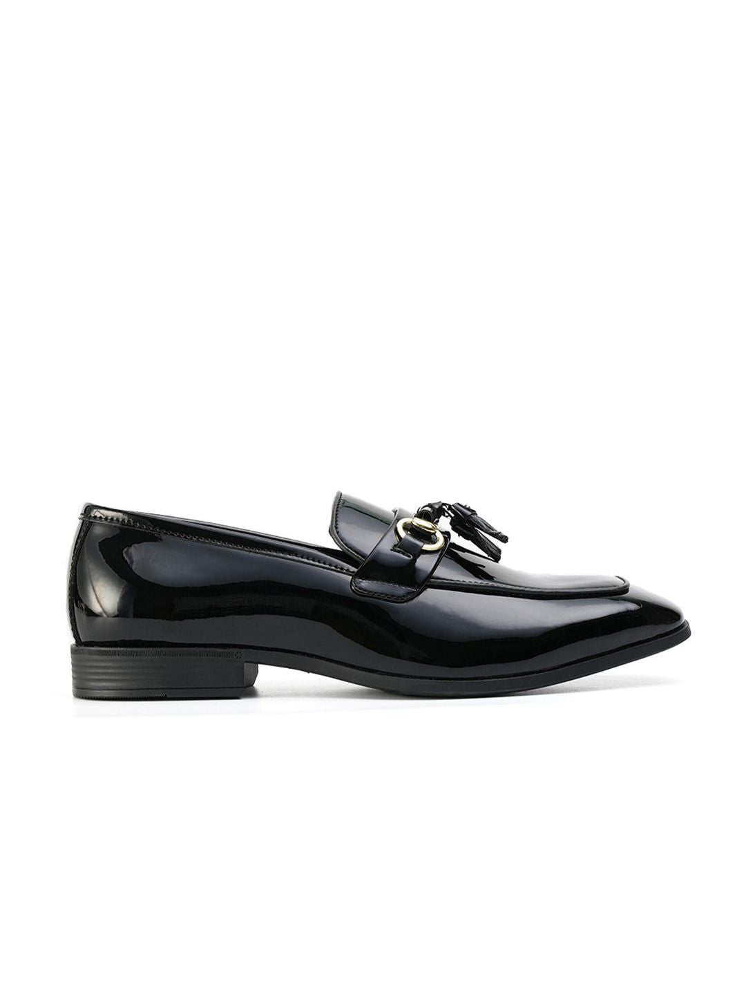 MONKSTORY Men Black Block Heeled Slip-On Shoes