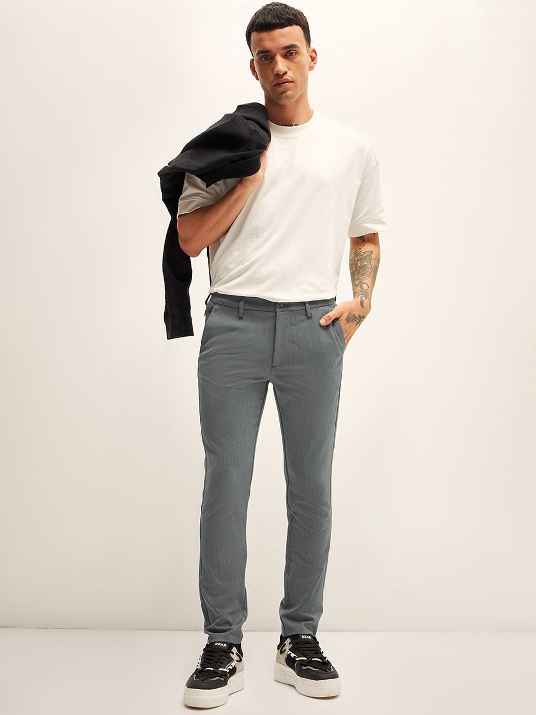 THE BEAR HOUSE Men Slim Fit Regular Trousers