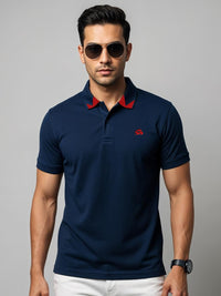 ADRO Men Navy Blue Cotton Tshirts