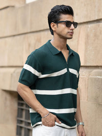 Powerlook Striped Polo Collar T-shirt