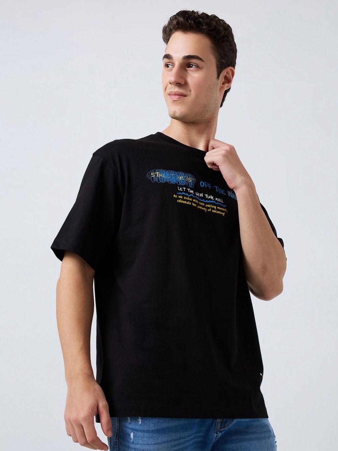 SPYKAR Men Typography Printed Round Neck Cotton Relaxed Fit T-shirt