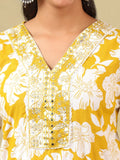 Mamicha Women Floral Printed Regular Mirror Work Pure Cotton Kurta with Trousers & With Dupatta