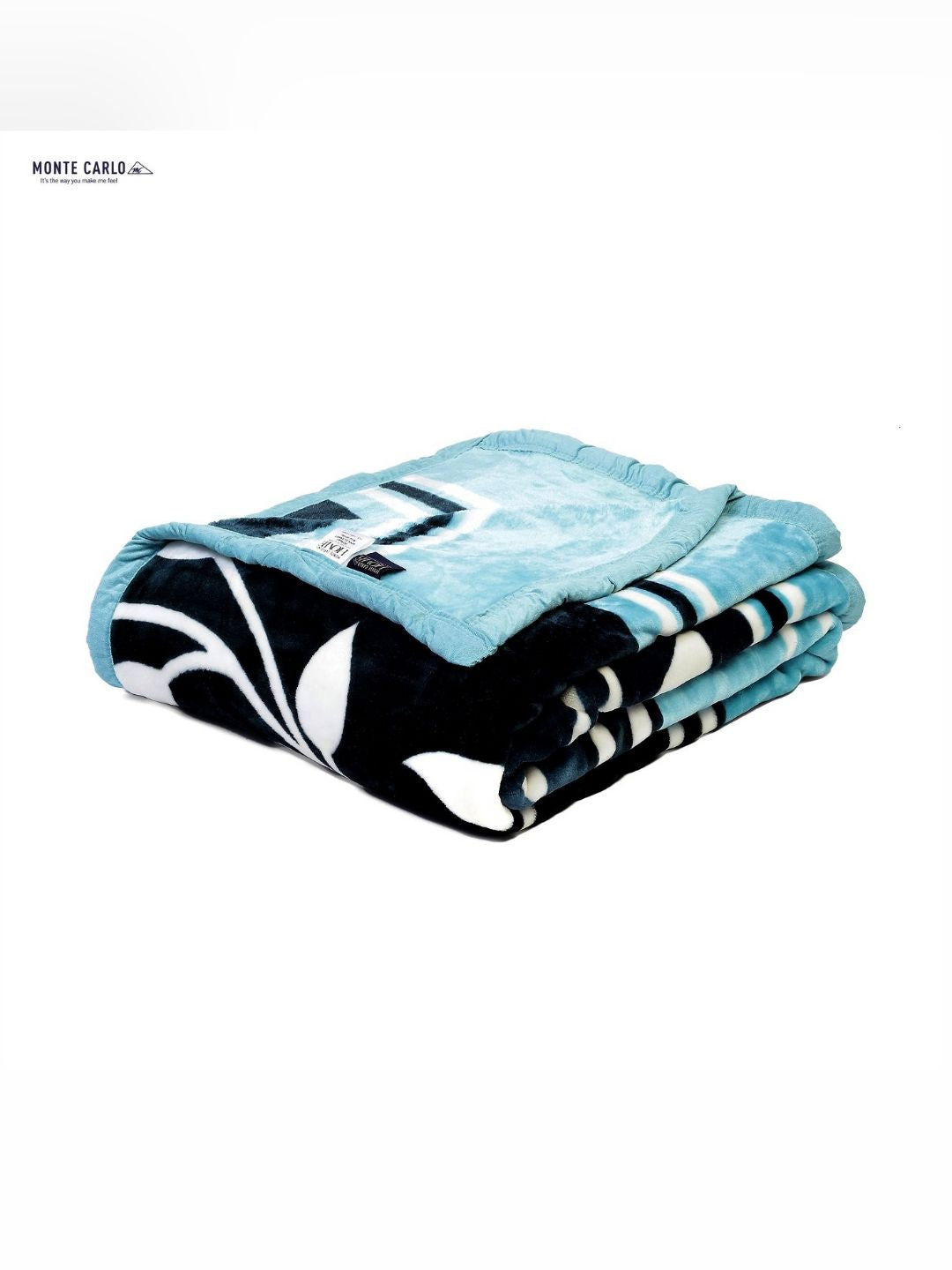 Monte Carlo Blue & Black Floral Mild Winter 550 GSM Double Bed Blanket