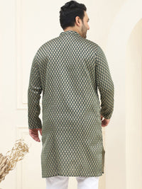 SOJANYA PLUS Size Ethnic Motifs Woven Design Band Collar Straight Kurta