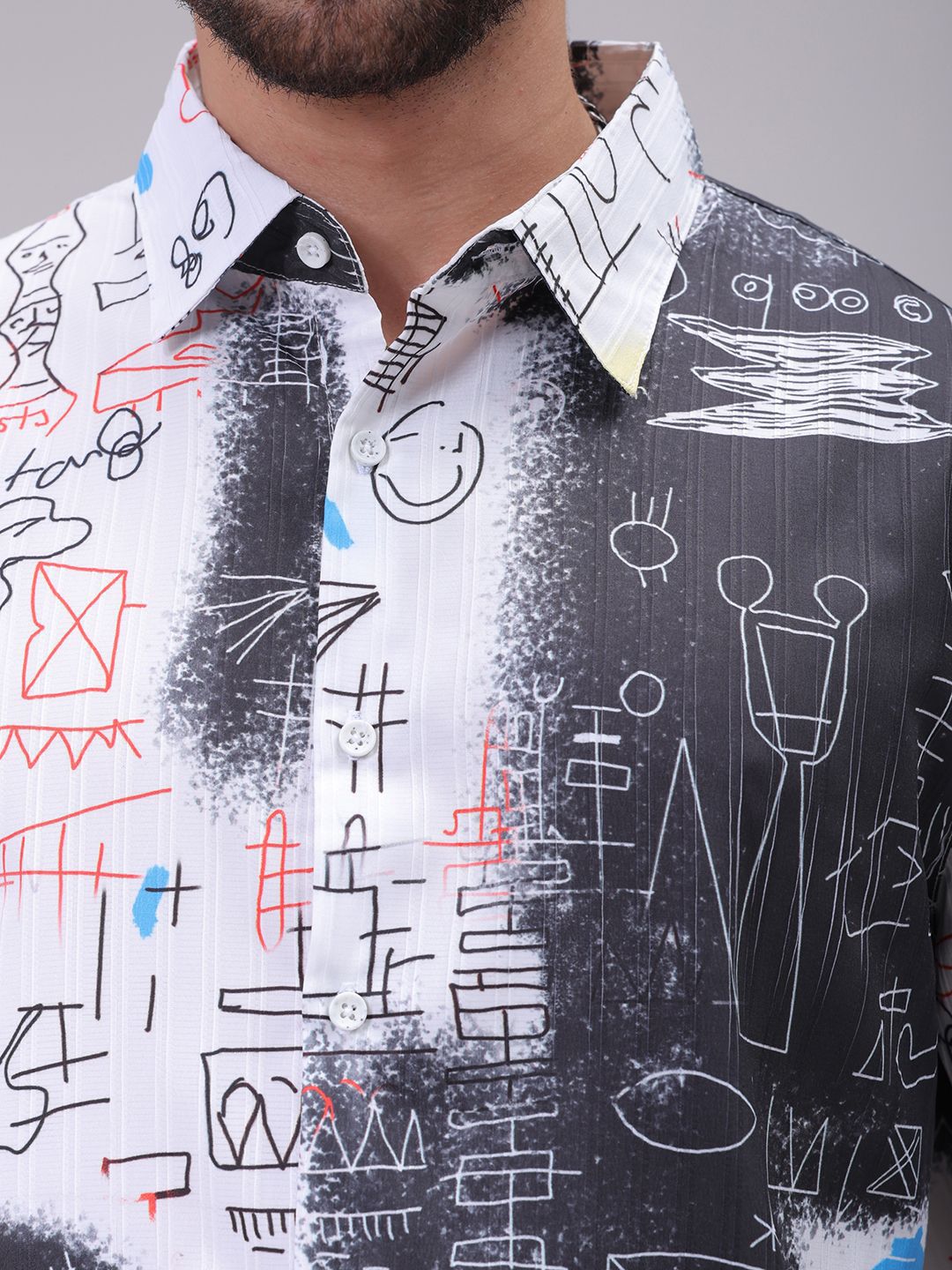 The Indian Garage Co Men Cutaway Collar Abstract Printed Boxy Fit Resortwear Shirt