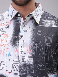 The Indian Garage Co Men Cutaway Collar Abstract Printed Boxy Fit Resortwear Shirt