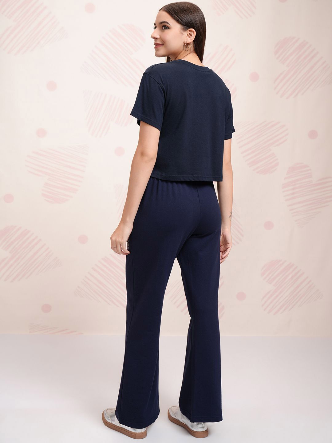 Tokyo Talkies Navy Blue Disney Mickey Mouse Printed Pure Cotton T Shirt With Trouser